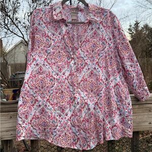 Chico’s 3/4 Sleeve No Iron Ladies Blouse 2P Button Down Collared Preowned